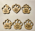 Laser-Engraved Dog Paw Wooden Keychains