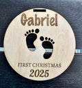 Personalized Baby's First Christmas Wood Ornament