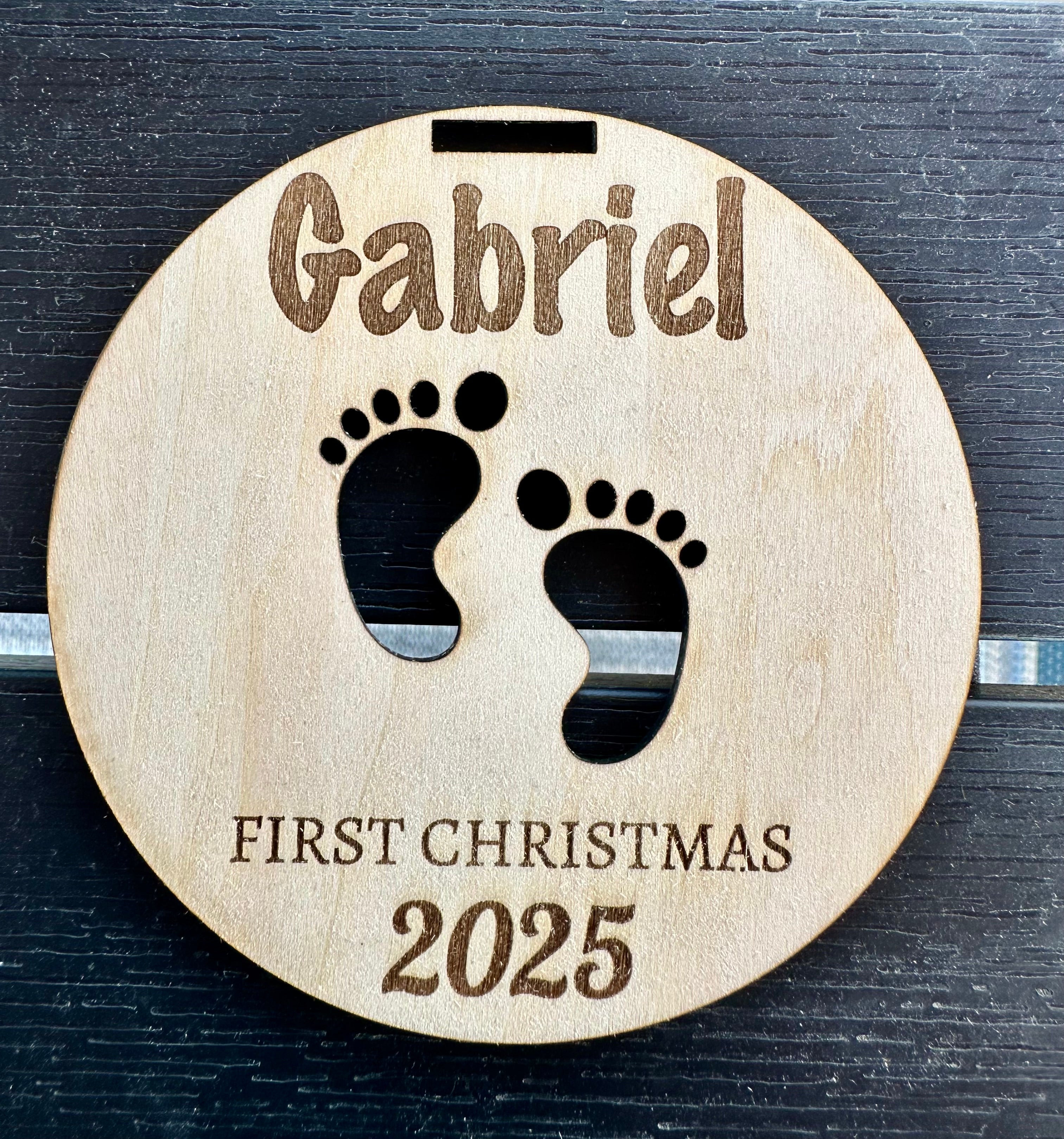 Personalized Baby's First Christmas Wood Ornament
