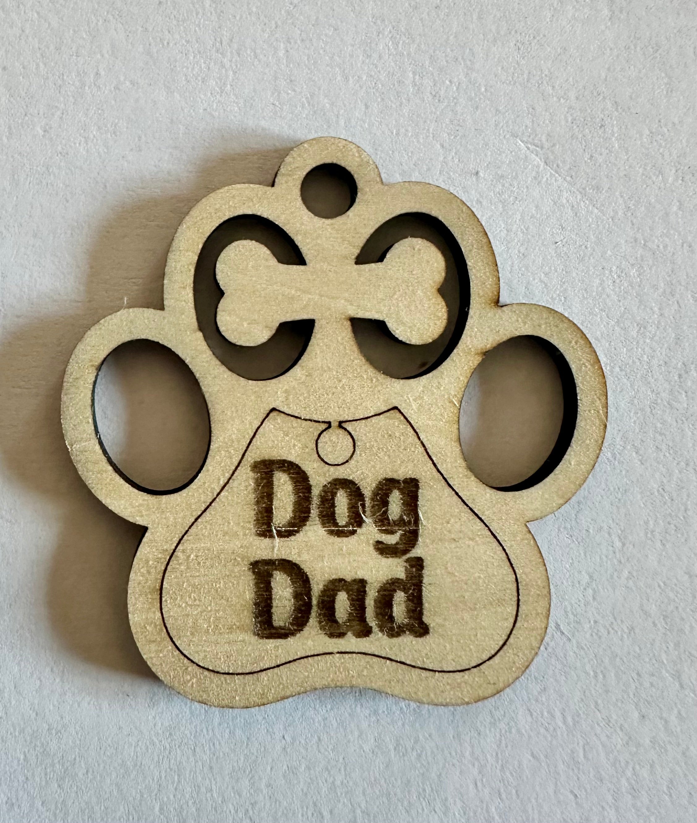 Laser-Engraved Dog Paw Wooden Keychains