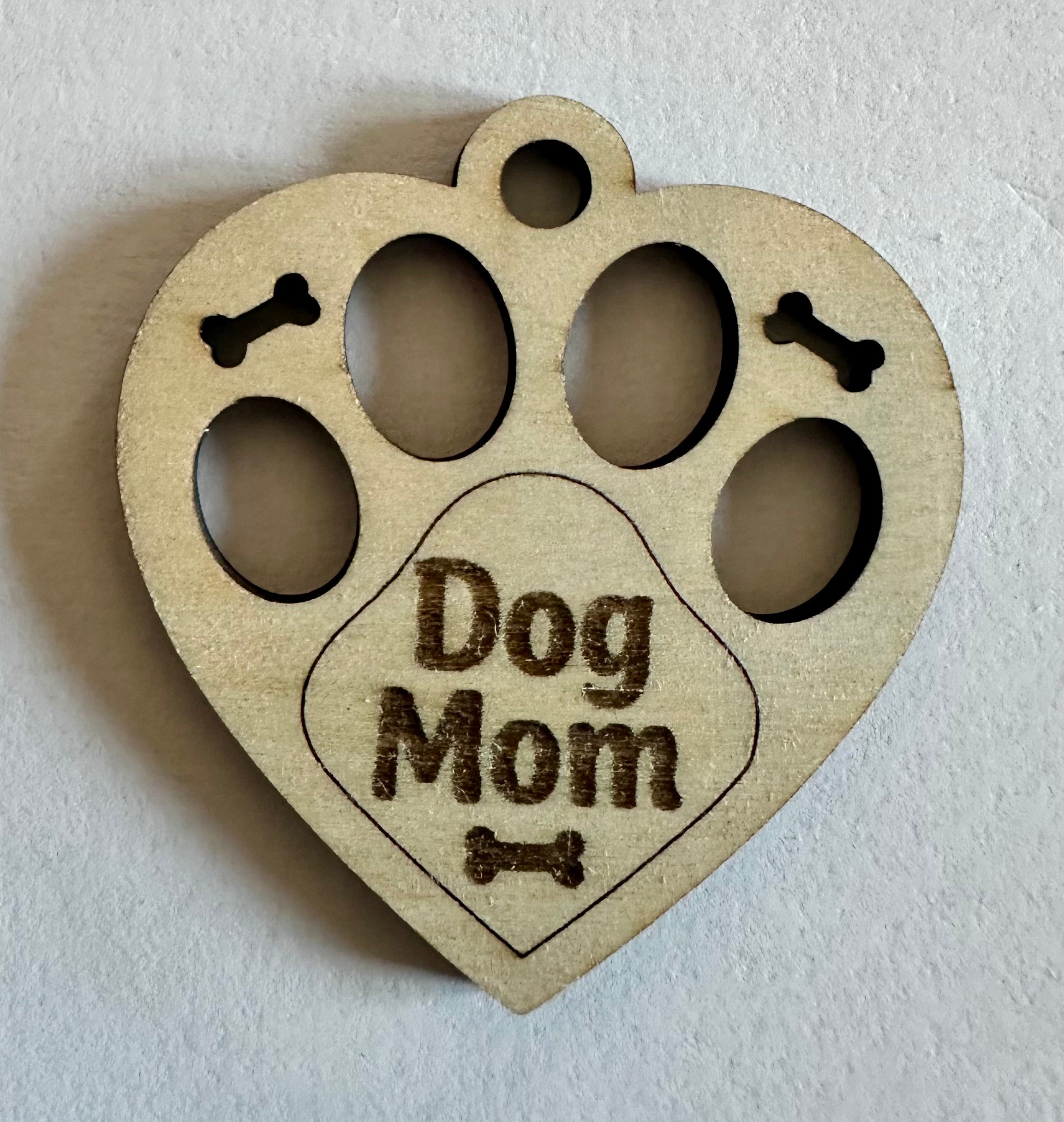 Laser-Engraved Dog Paw Wooden Keychains