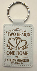 Two Hearts One Home Laser-Engraved Keychain