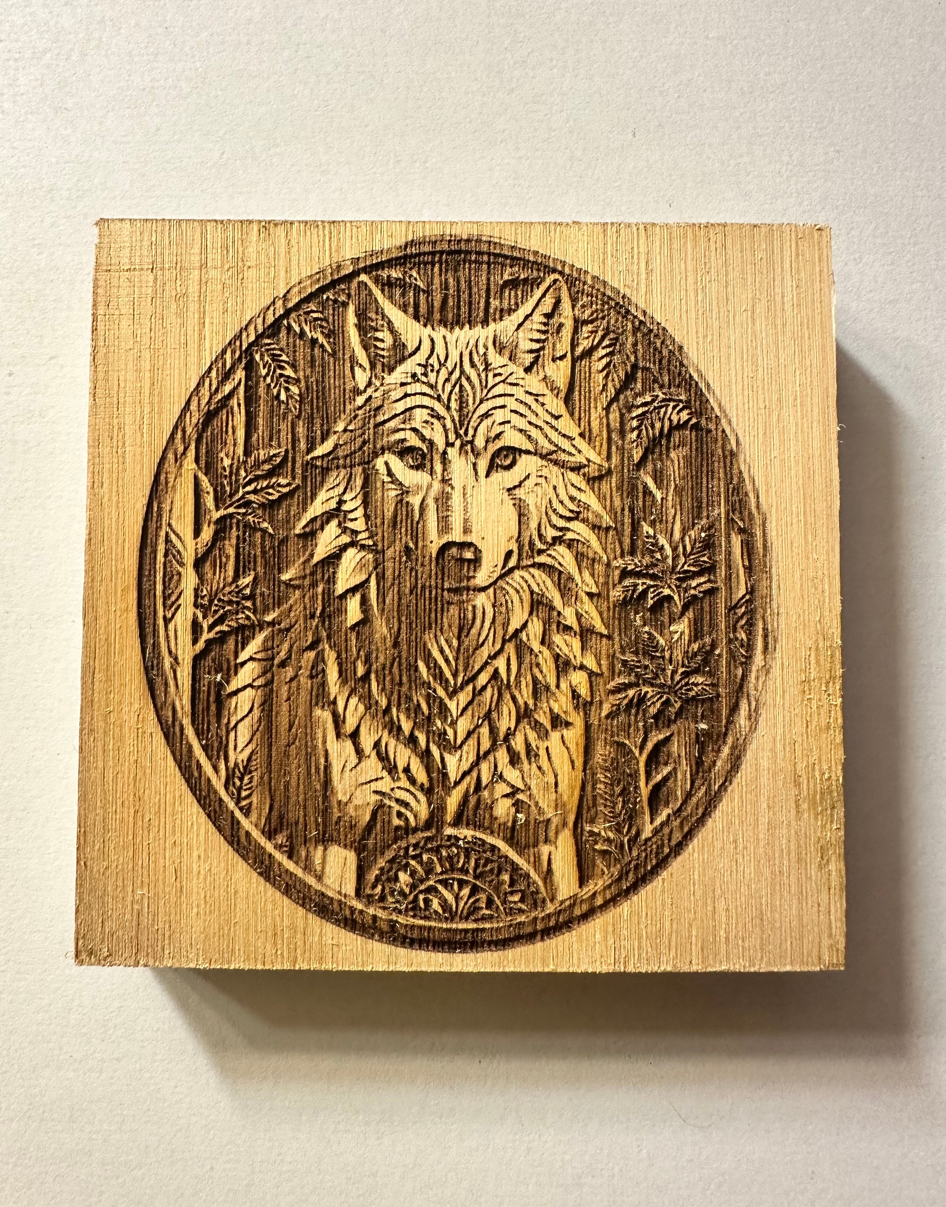 Wolf Forest Laser-Engraved Wood Coaster