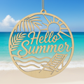 Hello Summer Wood Sign - Beach Background