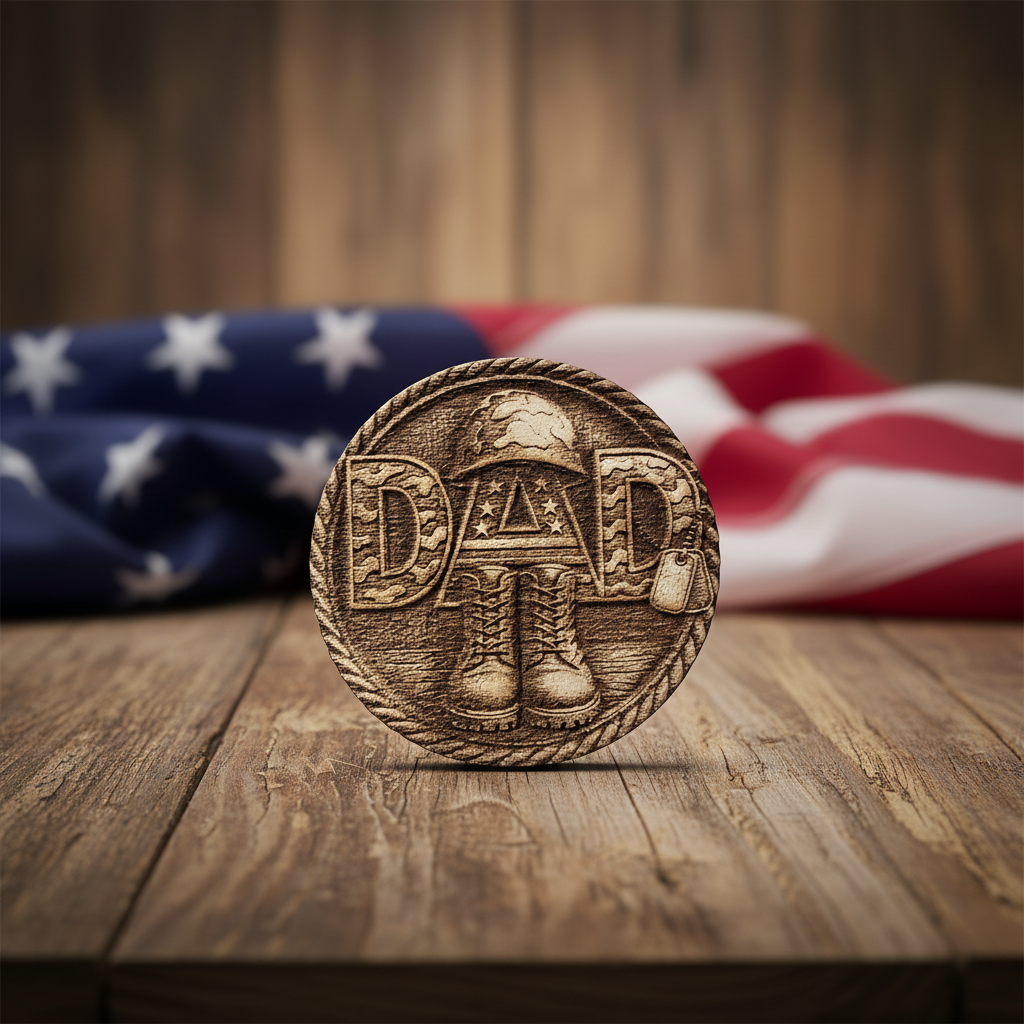 Military Dad Wood Plaque - Patriotic Background